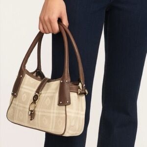 Dooney & Bourke Brown Leather Plaid Shoulder Bag